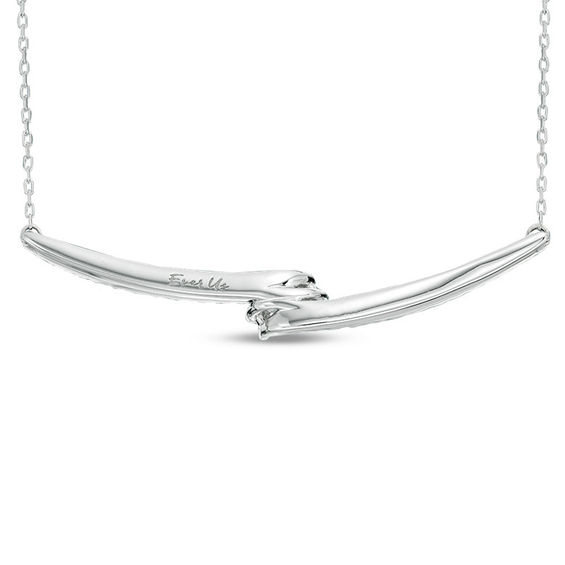 Ever Us™ CT. T.W. Two-Stone Diamond Bypass Necklace in 14K White Gold