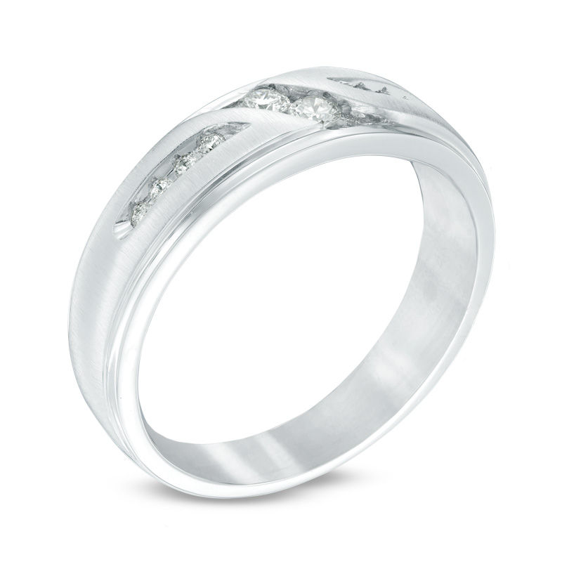 Main Image 2 of Ever Us™ 0.25 CT. T.W. Two Stone Diamond Satin Slant Band in 14K White Gold