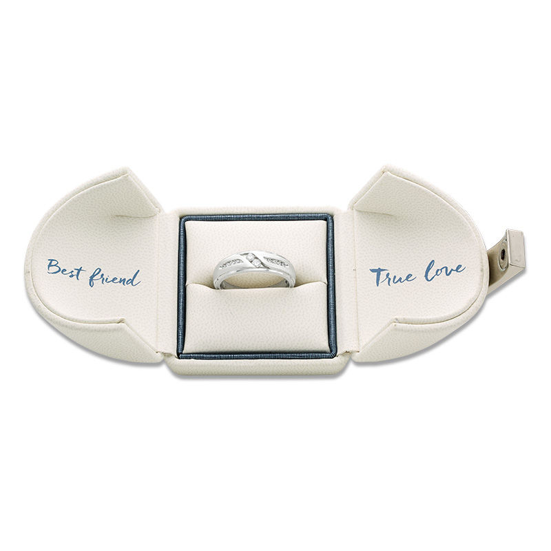 Main Image 3 of Ever Us™ 0.25 CT. T.W. Two Stone Diamond Satin Slant Band in 14K White Gold