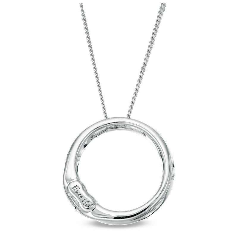Main Image 2 of Ever Us™ 0.33 CT. T.W. Two-Stone Diamond Open Circle Pendant in 14K White Gold - 19&quot;