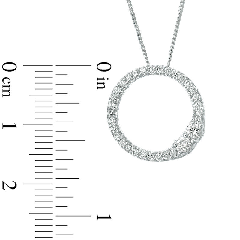 Ever Us™ 0.33 CT. T.W. Two-Stone Diamond Open Circle Pendant in 14K White Gold - 19"