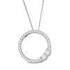 Thumbnail Image 0 of Ever Us™ 0.60 CT. T.W. Two-Stone Diamond Open Circle Pendant in 14K White Gold - 19"