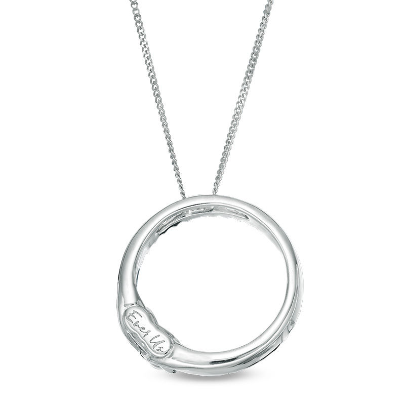 Main Image 2 of Ever Us™ 0.60 CT. T.W. Two-Stone Diamond Open Circle Pendant in 14K White Gold - 19"