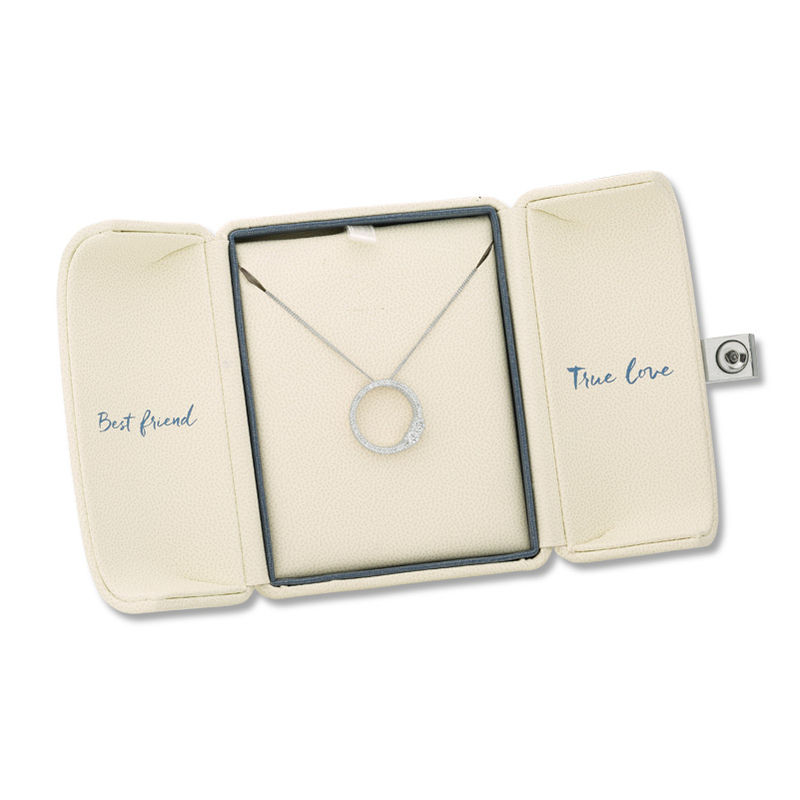 Main Image 3 of Ever Us™ 0.60 CT. T.W. Two-Stone Diamond Open Circle Pendant in 14K White Gold - 19"