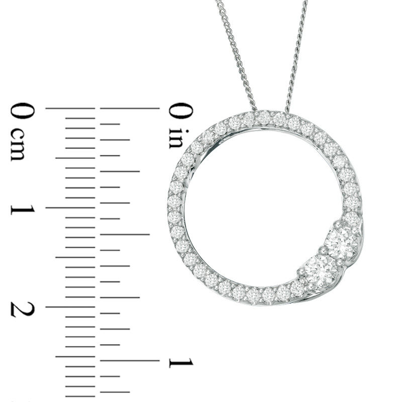 Main Image 4 of Ever Us™ 0.60 CT. T.W. Two-Stone Diamond Open Circle Pendant in 14K White Gold - 19"