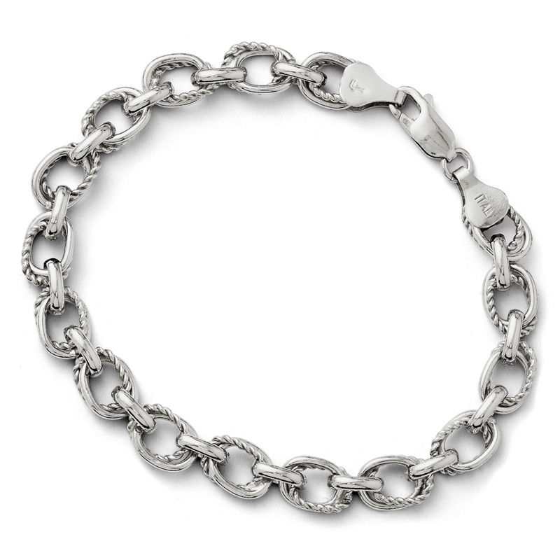 Rope-Textured Link Bracelet in Sterling Silver - 7.5"