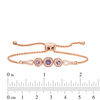 Thumbnail Image 2 of Rose de France and Lab-Created White Sapphire Frame Bolo Bracelet in Sterling Silver with 18K Rose Gold Plate - 9.0"