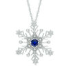 Thumbnail Image 0 of 4.0mm Lab-Created Ceylon Sapphire and Diamond Accent Snowflake Pendant in Sterling Silver