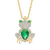 Pear-Shaped Lab-Created Emerald and White Sapphire Frog Prince Pendant in Sterling Silver with 14K Gold Plate