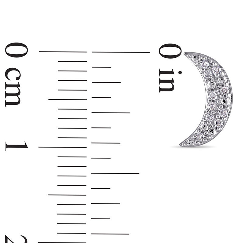 Main Image 2 of 0.10 CT. T.W. Diamond Crescent Moon Stud Earrings in Sterling Silver