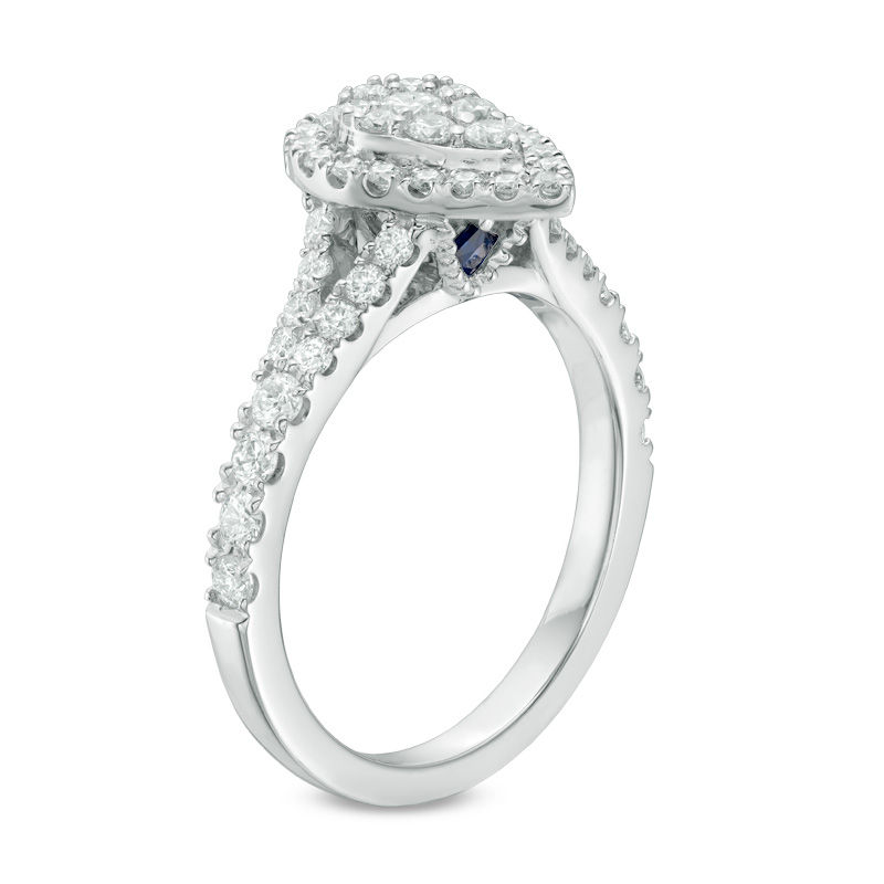 Vera Wang Love Collection 0.70 CT. T.W. Composite Diamond Pear-Shaped Frame Engagement Ring in 14K White Gold