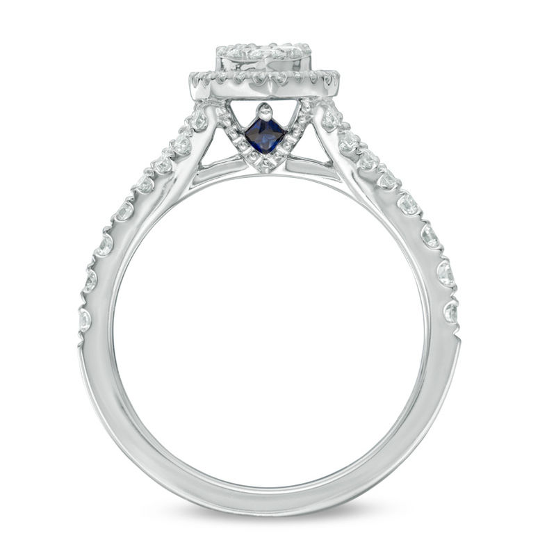 Vera Wang Love Collection 0.70 CT. T.W. Composite Diamond Pear-Shaped Frame Engagement Ring in 14K White Gold