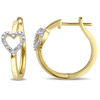 Thumbnail Image 1 of 0.10 CT. T.W. Diamond Heart on Hoop Earrings in Sterling Silver with Yellow Rhodium