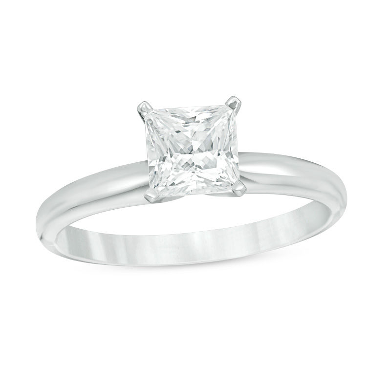 1.00 CT. Certified Princess-Cut Diamond Solitaire Engagement Ring in 14K White Gold (J/I3)