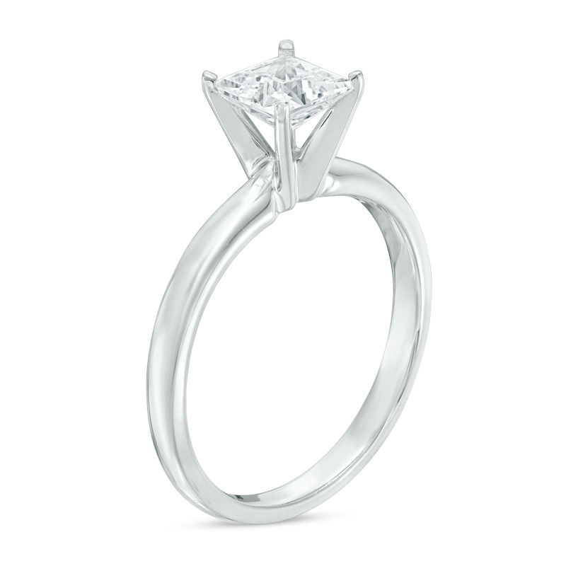 14K White Gold Vintage Princess Cut Engagement Ring - 39910141