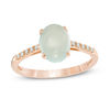 Thumbnail Image 0 of Oval Aquamarine Cabochon and Diamond Accent Ring in 10K Rose Gold