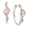 Thumbnail Image 1 of Ever Us™ 0.50 CT. T.W. Two-Stone Diamond Linear Swirl Earrings in 14K Two-Tone Gold