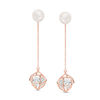 Thumbnail Image 0 of Cultured Freshwater Pearl and Lab-Created White Sapphire Cage Drop Earrings in Sterling Silver with 18K Rose Gold Plate