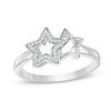 Thumbnail Image 0 of 0.09 CT. T.W. Diamond Double Star Ring in Sterling Silver