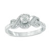 Thumbnail Image 0 of 4.0mm Lab-Created White Sapphire and 0.09 CT. T.W. Diamond Infinity Frame Promise Ring in Sterling Silver