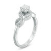 Thumbnail Image 1 of 4.0mm Lab-Created White Sapphire and 0.09 CT. T.W. Diamond Infinity Frame Promise Ring in Sterling Silver