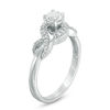 Thumbnail Image 2 of 4.0mm Lab-Created White Sapphire and 0.09 CT. T.W. Diamond Infinity Frame Promise Ring in Sterling Silver