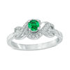 Thumbnail Image 1 of 4.0mm Lab-Created Emerald and 0.09 CT. T.W. Diamond Infinity Wrapped Promise Ring in Sterling Silver