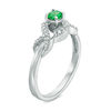 Thumbnail Image 2 of 4.0mm Lab-Created Emerald and 0.09 CT. T.W. Diamond Infinity Wrapped Promise Ring in Sterling Silver