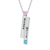 Thumbnail Image 1 of Couple's Simulated Birthstone Linear Double Bar Pendant in Sterling Silver (2 Stones and Names)