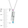 Thumbnail Image 2 of Couple's Simulated Birthstone Linear Double Bar Pendant in Sterling Silver (2 Stones and Names)