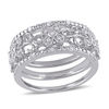 Thumbnail Image 0 of 0.10 CT. T.W. Diamond Flower Filigree Three Piece Stackable Band Set in Sterling Silver