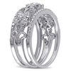 Thumbnail Image 1 of 0.10 CT. T.W. Diamond Flower Filigree Three Piece Stackable Band Set in Sterling Silver