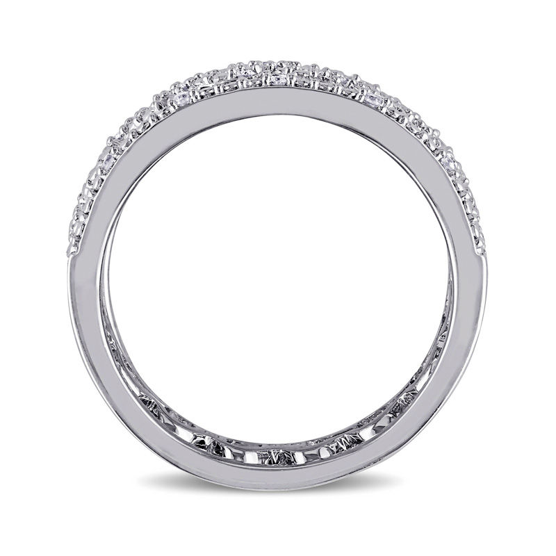 Main Image 3 of 0.12 CT. T.W. Diamond Heart Three Piece Stackable Band Set in Sterling Silver