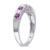 Thumbnail Image 2 of Lab-Created Ruby and White Sapphire Vintage-Style Stackable Band in Sterling Silver