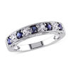 Thumbnail Image 1 of Lab-Created Blue and White Sapphire Vintage-Style Stackable Band in Sterling Silver