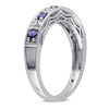 Thumbnail Image 2 of Lab-Created Blue and White Sapphire Vintage-Style Stackable Band in Sterling Silver