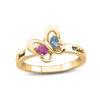 Thumbnail Image 0 of Couple's Heart-Shaped Birthstone Butterfly Ring in 10K White or Yellow Gold (2 Stones and Names)