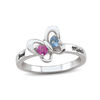 Thumbnail Image 1 of Couple's Heart-Shaped Birthstone Butterfly Ring in 10K White or Yellow Gold (2 Stones and Names)