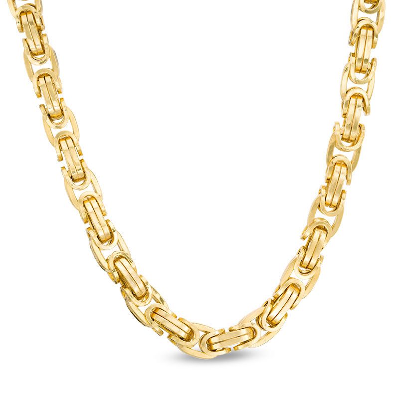 10k Real Gold Byzantine Box Chain Necklace – 6mm Wide, 18-30 Inch, Men's 10kt Yellow Gold