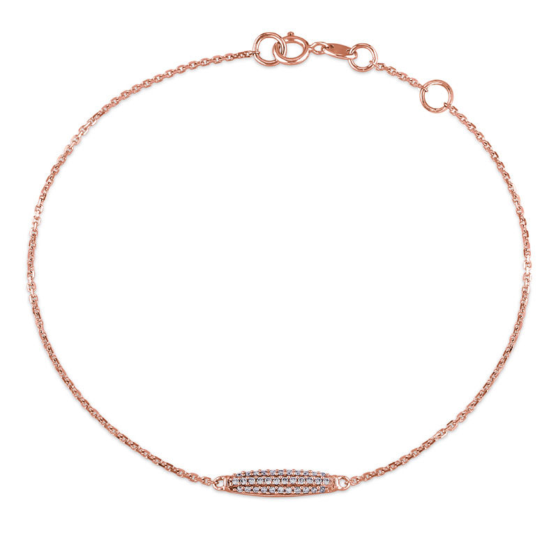 0.10 CT. T.W. Diamond Tapered Bar Bracelet in 14K Rose Gold - 7.5"|Peoples Jewellers