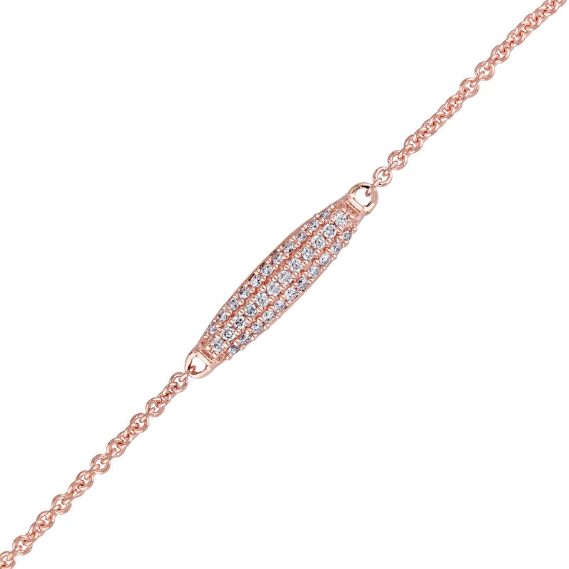 Main Image 2 of 0.10 CT. T.W. Diamond Tapered Bar Bracelet in 14K Rose Gold - 7.5"