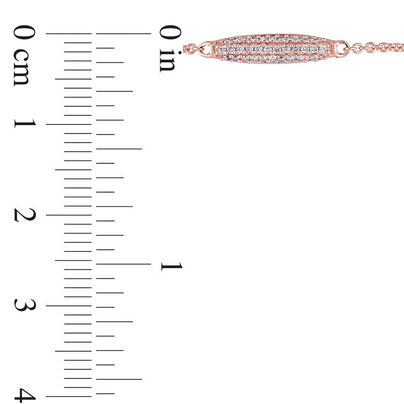 Main Image 3 of 0.10 CT. T.W. Diamond Tapered Bar Bracelet in 14K Rose Gold - 7.5"