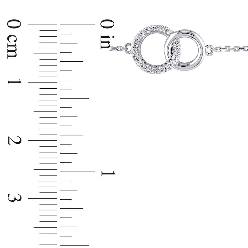 0.09 CT. T.W. Diamond Interlocking Circles Bracelet in 14K White Gold - 7.5"