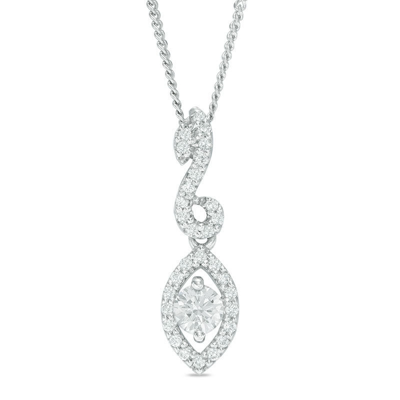 0.25 CT. T.W. Certified Canadian Diamond Marquise Swirl Pendant in 14K White Gold (I/I2) - 17"|Peoples Jewellers