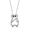 Open Hearts by Jane Seymour™ 0.07 CT. T.W. Enhanced Black and White Diamond Owl Pendant in Sterling Silver