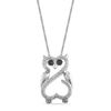 Open Hearts by Jane Seymour™ 0.07 CT. T.W. Enhanced Black and White Diamond Owl Pendant in Sterling Silver