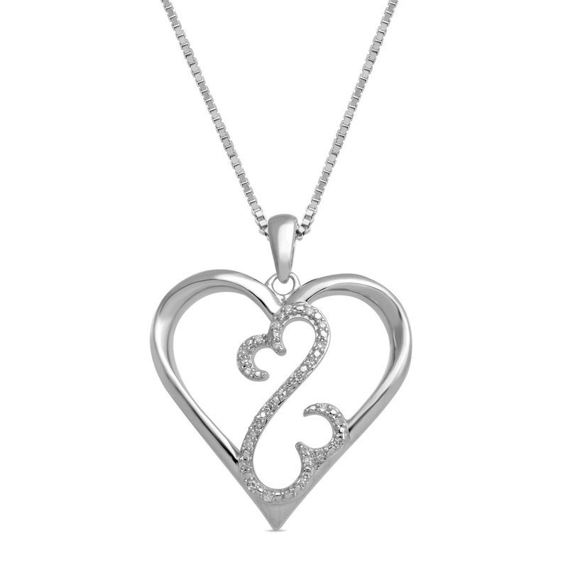 Open Hearts by Jane Seymour™ 0.04 CT. T.W. Diamond Heart Pendant in Sterling Silver|Peoples Jewellers