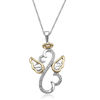 Open Hearts by Jane Seymour™ 0.04 CT. T.W. Diamond Angel Wings and Halo Pendant in Sterling Silver and 10K Gold