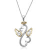 Thumbnail Image 1 of Open Hearts by Jane Seymour™ 0.04 CT. T.W. Diamond Angel Wings and Halo Pendant in Sterling Silver and 10K Gold