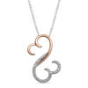 Thumbnail Image 1 of Open Hearts by Jane Seymour™ 0.04 CT. T.W. Diamond Half and Half Pendant in Sterling Silver and 10K Rose Gold